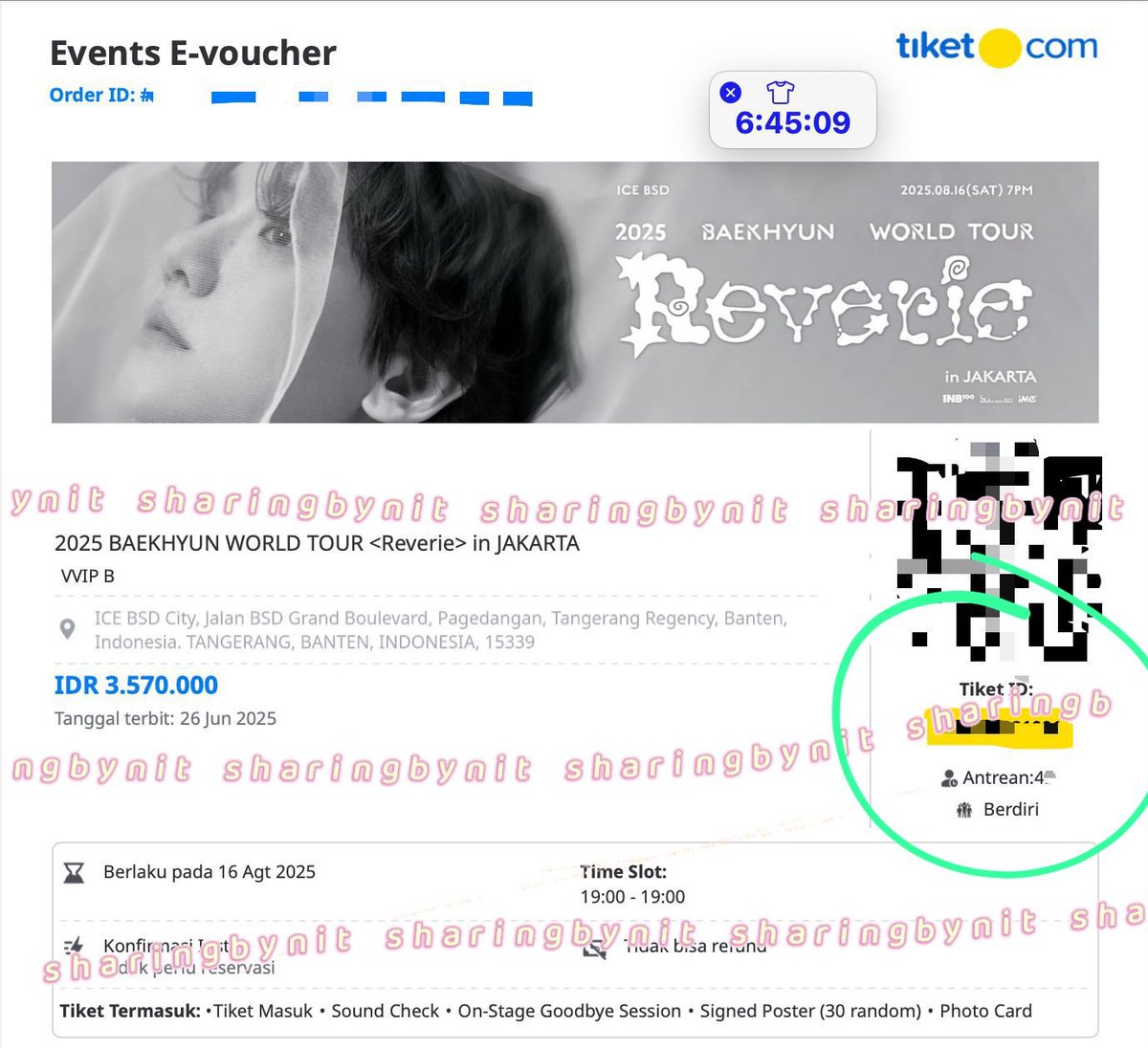 sharingbynit's tweet image. #WTS sell ปล่อยบัตร LFB 티켓 양도 - 
BAEKHYUN WORLD TOUR &amp;lt;Reverie&amp;gt; in JAKARTA.

VVIP B - 2 tix
Queue Number : 4x  / 45x

✅Alipay/ paypal/ Japan bank/ Ina Bank/ Wise

DM for more info 
취켓팅 대리 チケット代行 出售 양도
#백현 #BAEKHYUN #伯賢 #ベッキョン #ReverieJAKARTA
