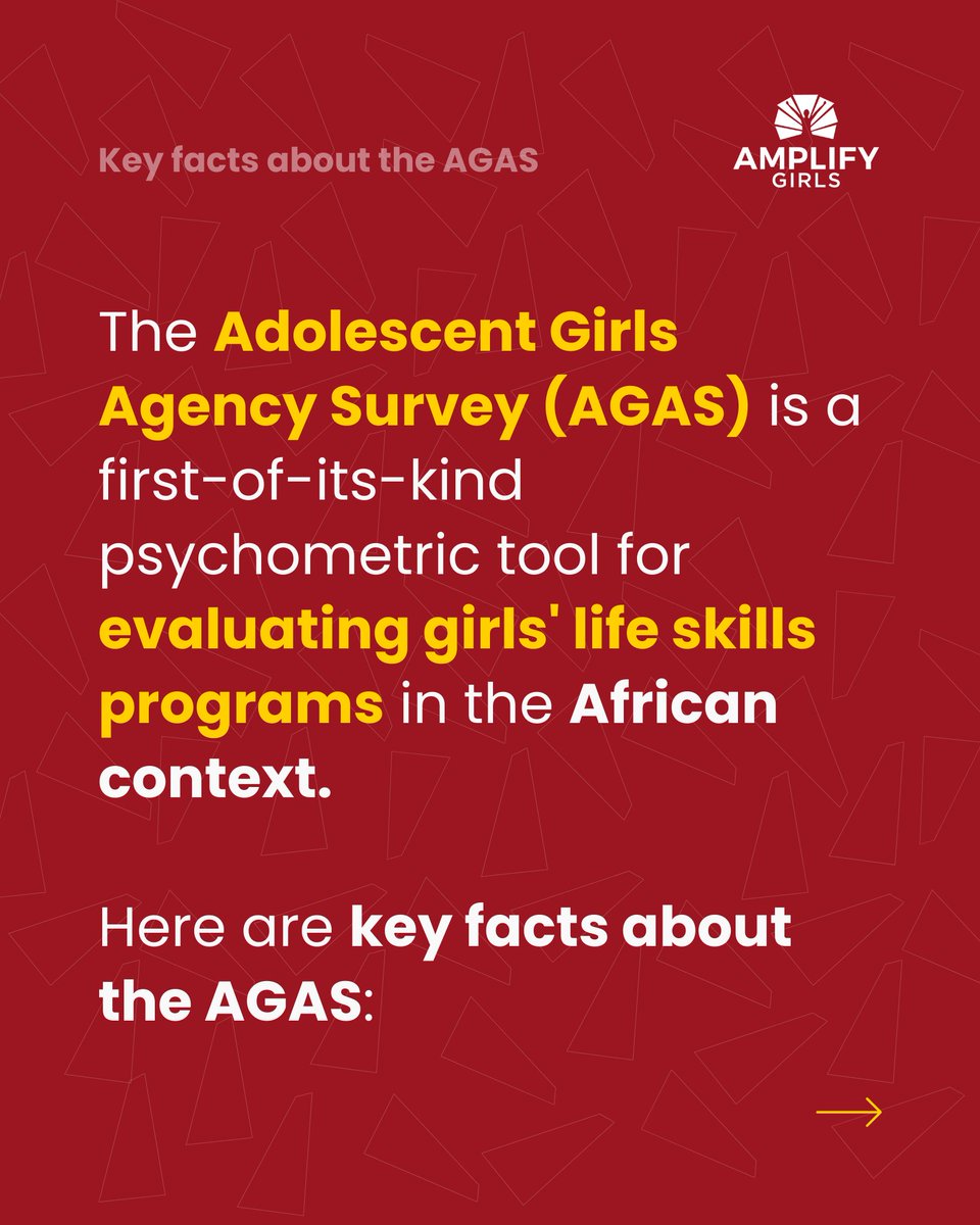 AMPLIFY_Girls's tweet image. We are about to make the Adolescent Girls Agency Survey (AGAS) available to as many organizations as possible through the Adolescent Girls Agency Portal! Here are Key Facts About the Adolescent Girls Agency Survey (AGAS):
📌Register for the launch of the portal:…