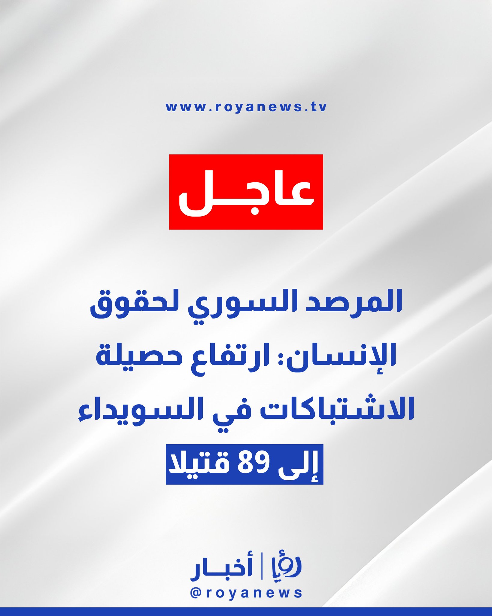 المرصد السوري لحقوق الإنسان: ارتفاع حصيلة الاشتباكات في السويداء الى 89 قتيلا #عاجل 