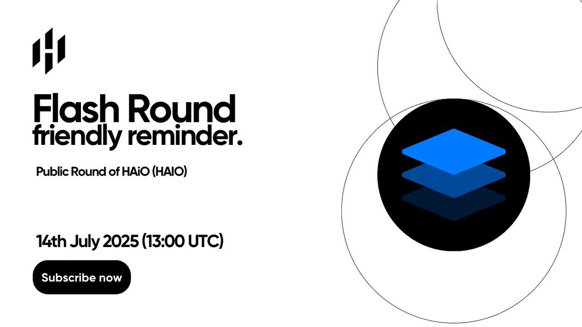 Flash⚡️Round of the $HAIO (<a href="/HAiO_Official/">HAiO</a>) IDO will commence on July 14th, 2025, at 13:00 UTC.

Flash round are accessible for everyone to participate in the IDO.

Get $HAIO at a Public Round Price: huostarter.io/projects/haio
