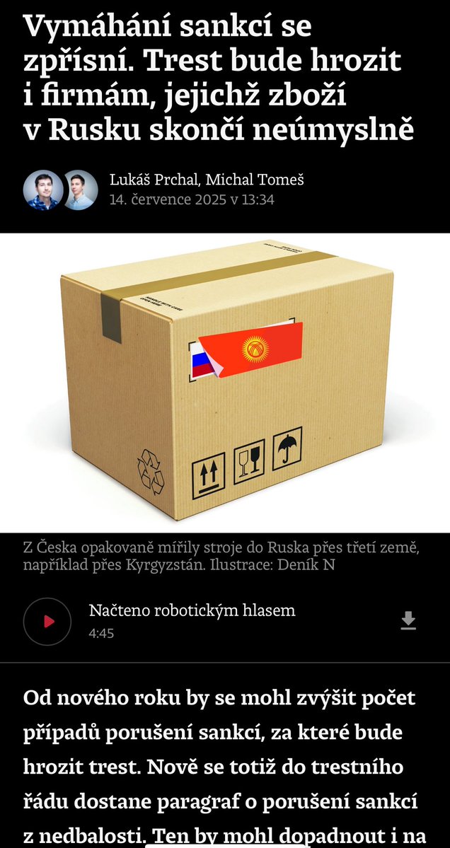 Pavel_Havlicek_'s tweet image. Doufám, že si toho všímá i firma #Pilous z Brna s její ruskou dceřinkou #PilousRUS.
Ta je přitom podle nedávno zveřejněných informací @enkocz žhavým kandidátem na 1. umístění na žebříčku porušovatelů protiruských sankcí.
denikn.cz/1784069/vymaha…
Via @lukas_prchal @Tomes_Michal