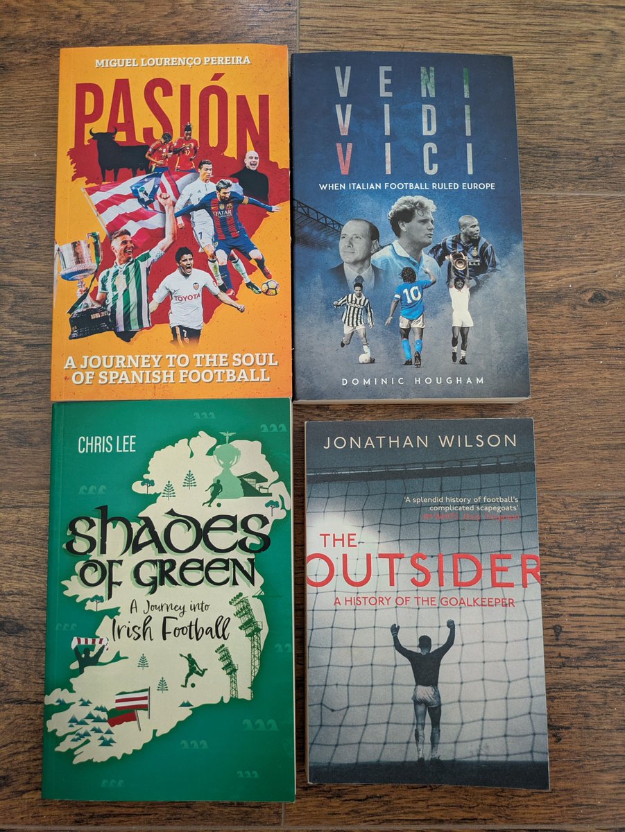 My latest book haul, which I am thoroughly looking forward to reading over the next couple of months! I used to have The Outsider but somehow have managed to lose it over the years 🤦

<a href="/PitchPublishing/">Pitch Publishing 📚 Sports Books</a> 
<a href="/Miguel_LPereira/">Miguel L. Pereira</a> / <a href="/PasionSpain25/">Pasión: Spanish Football</a>
<a href="/DominicHougham/">Dominic Hougham</a> 
<a href="/outsidewrite/">Outside Write (Chris Lee) ⚽️</a> 
<a href="/jonawils/">Jonathan Wilson</a>