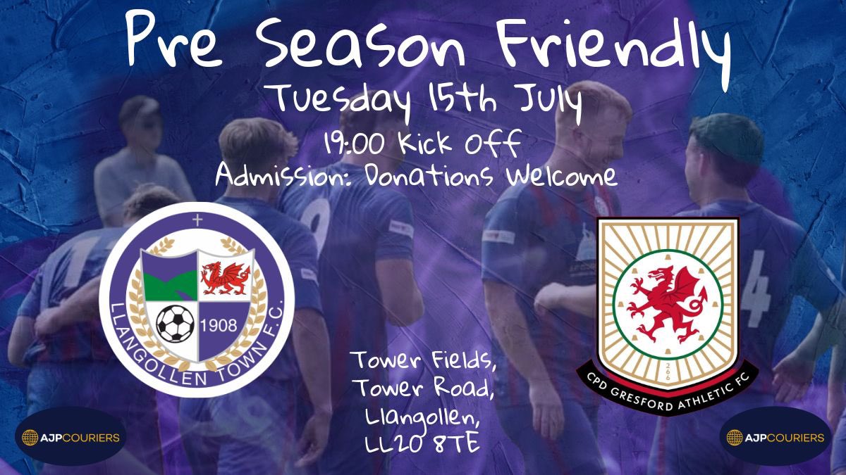 Following Saturdays score draw on the road.

Tomorrow we welcome JD Cymru North side <a href="/GresfordFC/">Gresford Athletic FC</a> in which will be our toughest pre season test.

Kick off is at 19:00

#UpTheTown💙💜