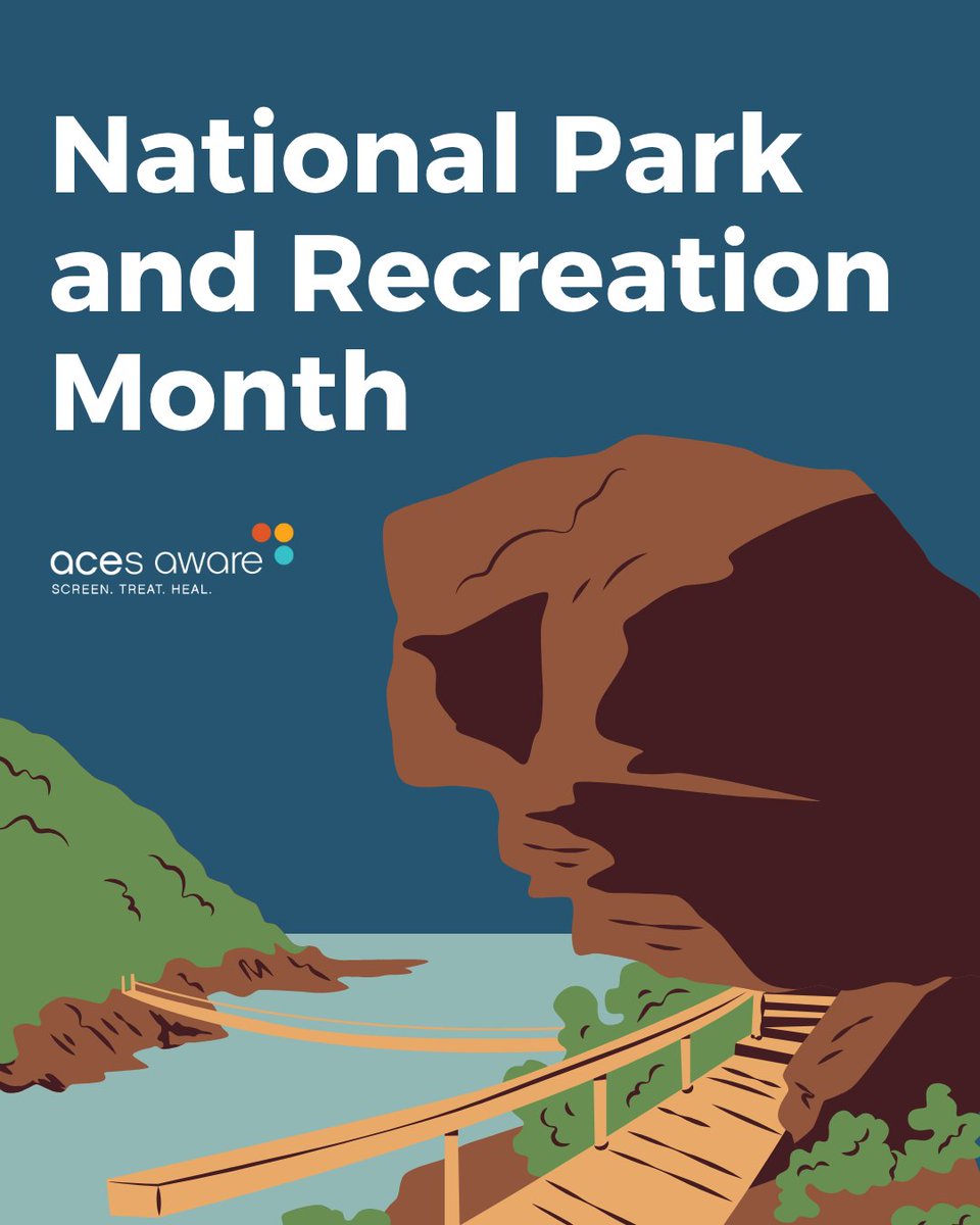 ACEsAware's tweet image. #ParkandRecMonth celebrates the impact park & rec programs have on community health. Our webinar “Connecting with Nature to Mitigate Toxic Stress” spotlights 2 nature-based programs that engage youth at the clinical & community level. Watch the recording: training.acesaware.org/aa/detail?id=2…