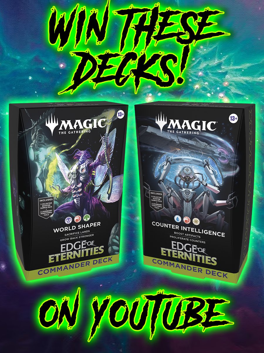 🚨🚨WE ARE GIVING AWAY Both of the Edge of Eternities Precon decks!  Go Check out the videos to enter!!
(as always, not required for entry but it helps us out so much)

✅ LIKE
✅ FOLLOW
✅ TAG A FRIEND
✅ SUBSCRIBE
✅ REPOST