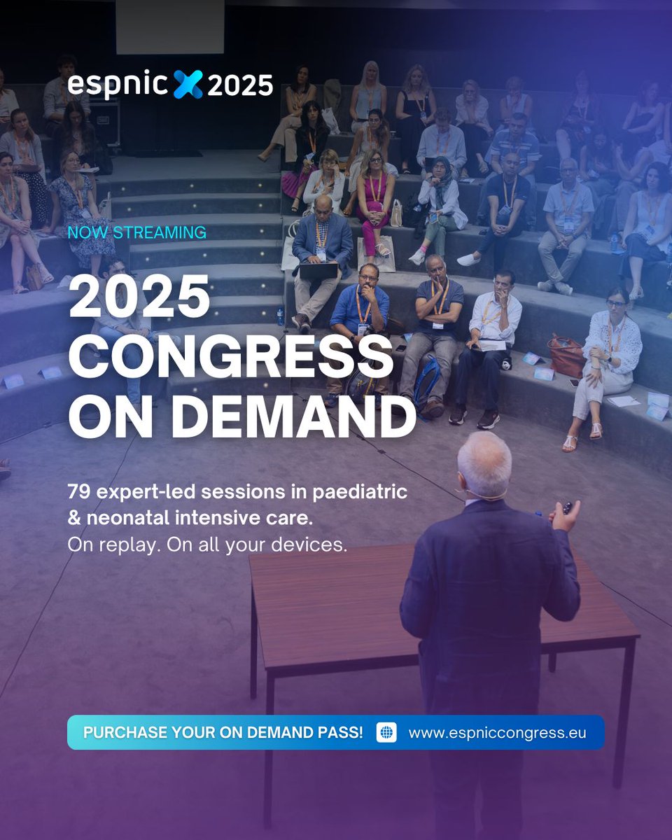 ESPNIC_Society's tweet image. The on-demand contents of #ESPNIC2025 are now live.
79 expert-led sessions in #paediatric and #neonatal intensive care. From respiratory to neurocritical care — and many more.
Watch anytime. On any device.
☑️ Register here for the access: bit.ly/ESPNIC-REGISTER