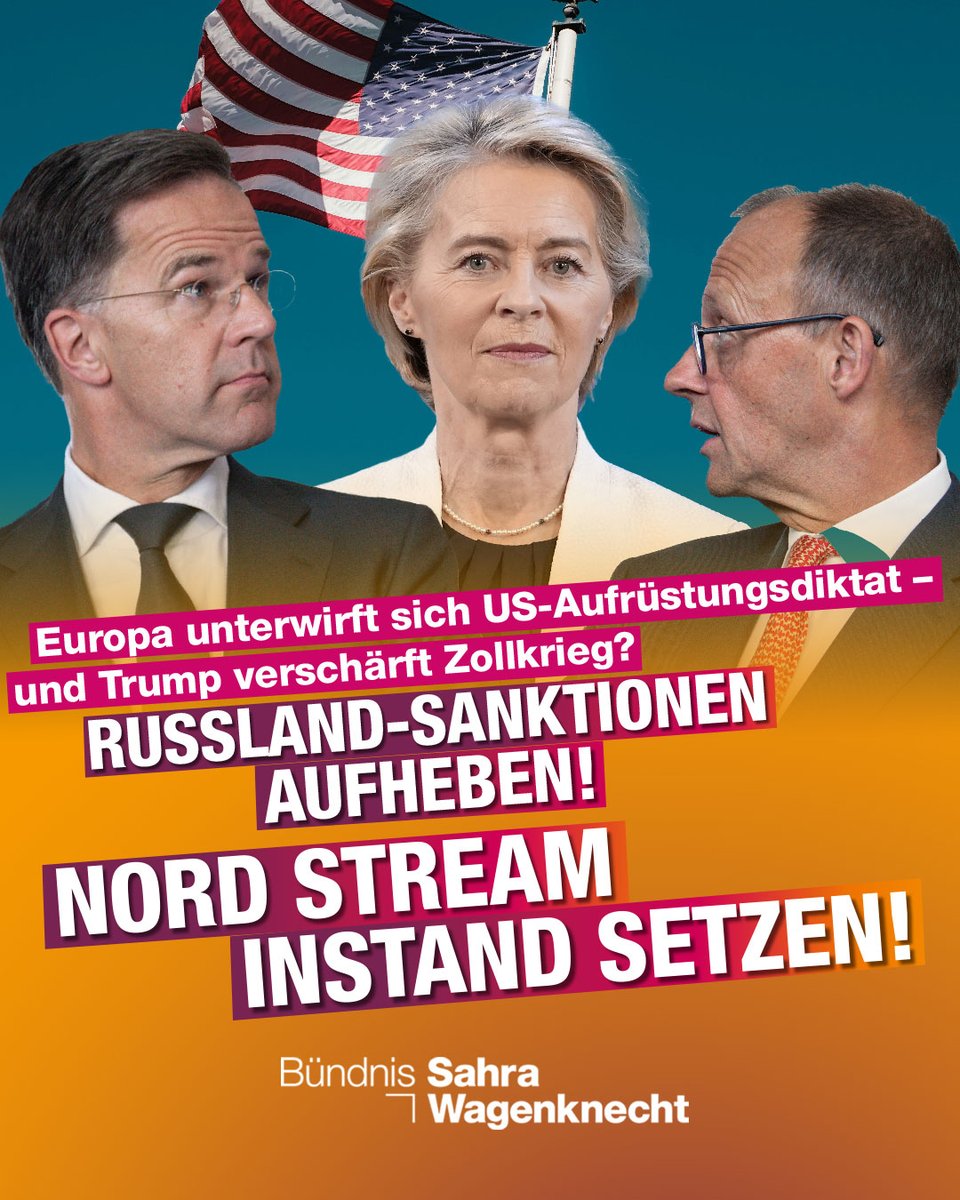 SWagenknecht's tweet image. US-Präsident #Trump will ab dem 1. August Zölle in Höhe von 30 Prozent auf alle Waren aus der #EU erheben. Diese drastischen Zölle würden die deutsche und europäische Industrie hart treffen und uns Arbeitsplätze und Wohlstand kosten. Ein netter Dank dafür, dass sich die…