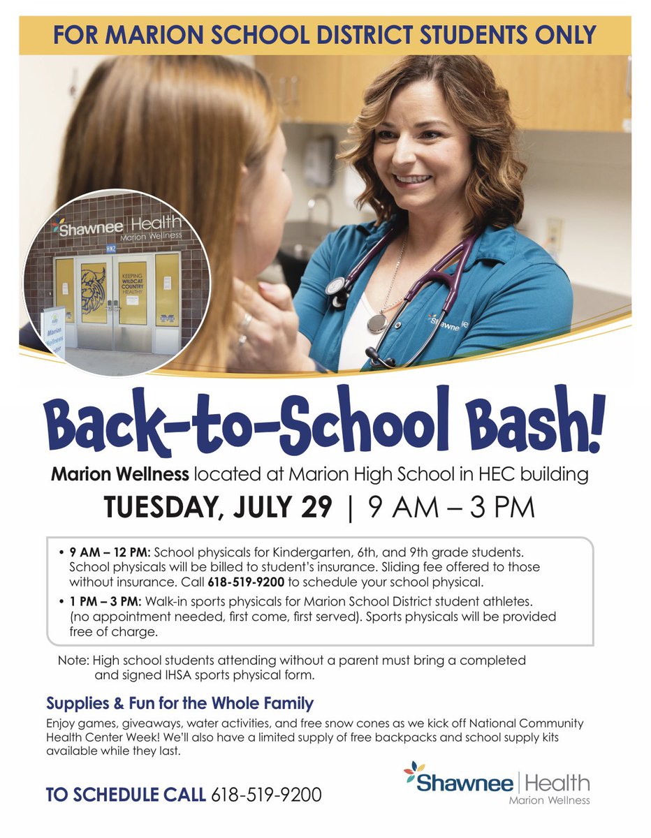 FREE sports physical! Tuesday, July 29th the Wellness Center will offer walk-in sports physicals from 1-3 PM! Please note that if your parent can’t attend you must come with the IHSA sport physical form already completed by your parent! Forms can be found in MHS Main Office.