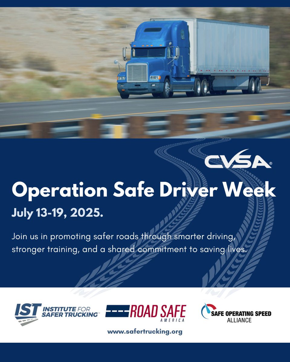 _SaferTrucking's tweet image. Operation Safe Driver Week highlights the critical need for safer driving for both commercial and passenger  vehicles.

We all share the road—and the responsibility.