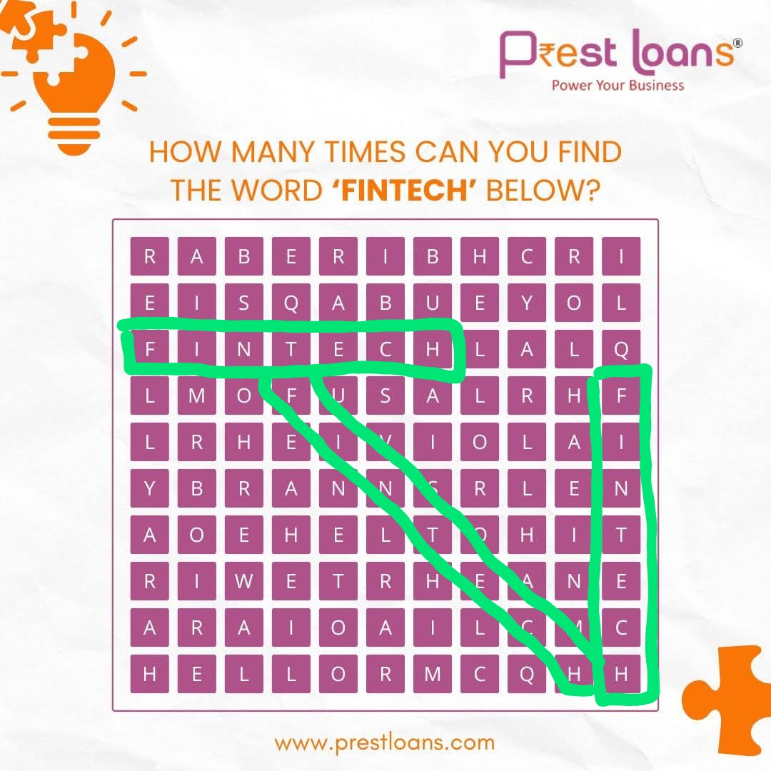 rehanak55's tweet image. Spotted FINTECH 3 Times 

#PrestLoans #FintechChallenge #SpotTheWord #ContestAlert #TagAndWin #PuzzleTime #PowerYourBusiness

Tagging Friends 
@shwetasumit
@VHetal
@SANJAYRAJAK79
