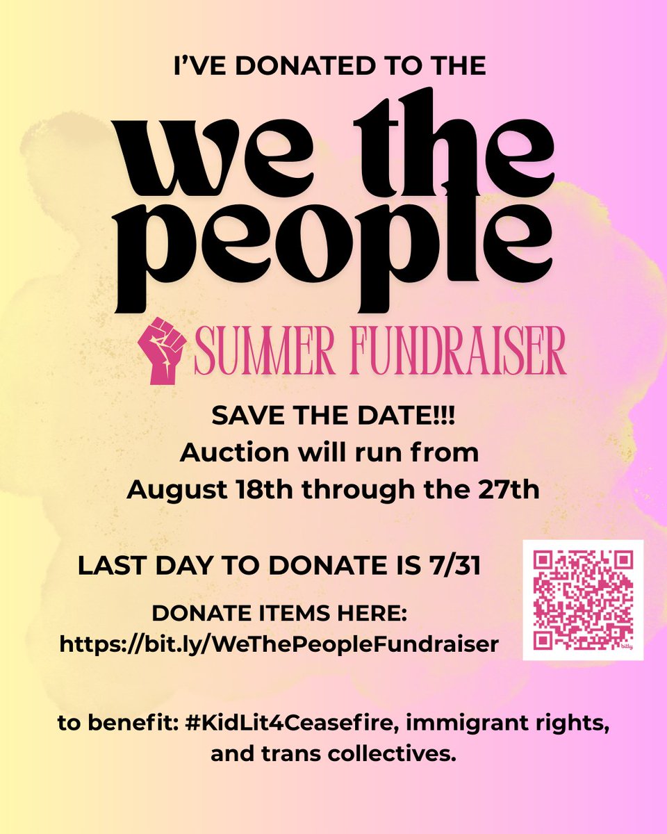 SandraProudman's tweet image. PLEASE SHARE! SAVE THE DATE!
The We the People Summer Fundraiser will run from August 18th through August 27th!
I currently have 175 items donated; but I would love to get as close to 500 items if possible!
airtable.com/appJkEF7W6SlvB…