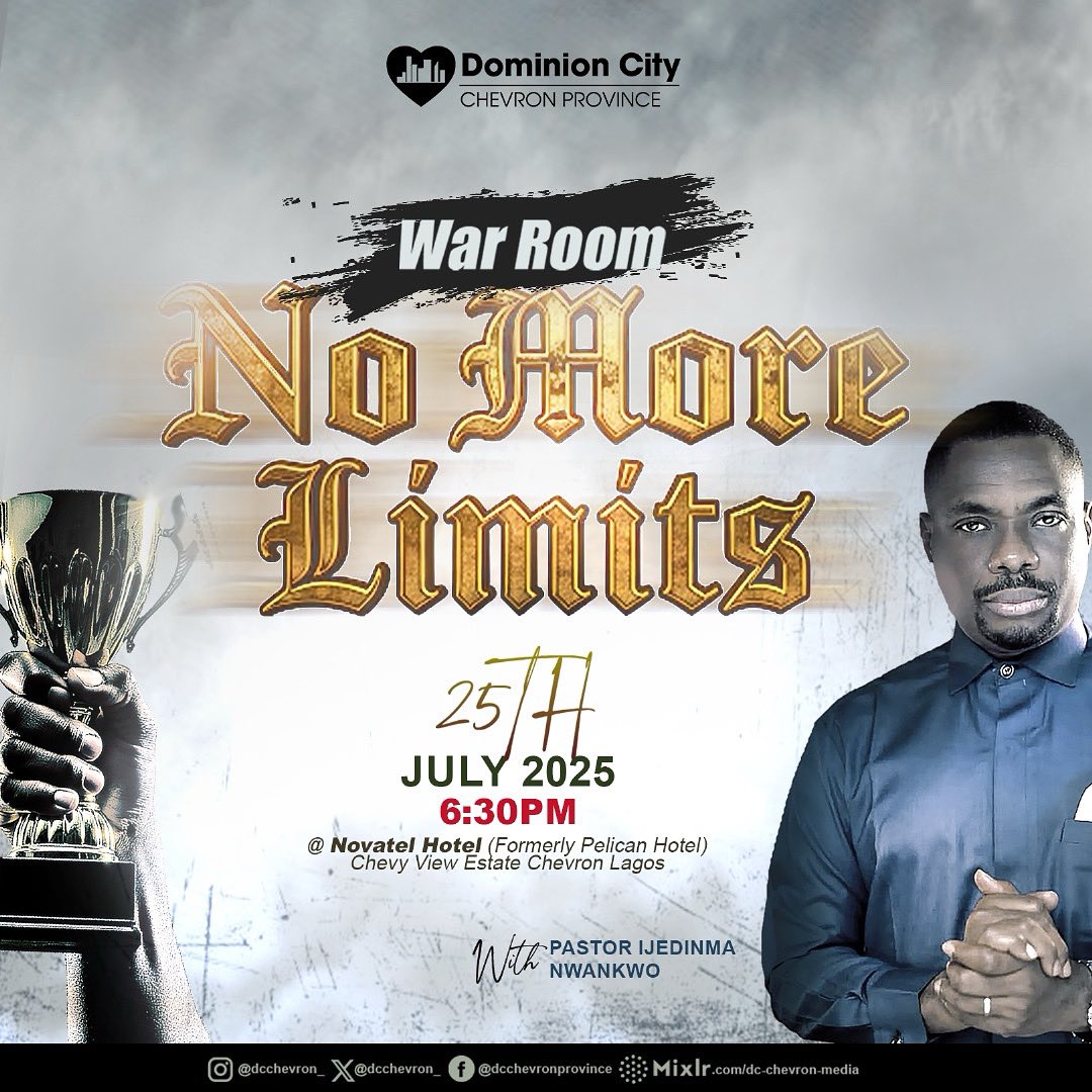 _dcchevron's tweet image. NO MORE LIMITS | WAR ROOM 

Every chain breaks. Every limit shatters.
This is not a gathering, it’s a divine takeover.

Come ready. Come praying. Come hungry.
.
.
.
#WarRoom #NoMoreLimits #PrayerFire