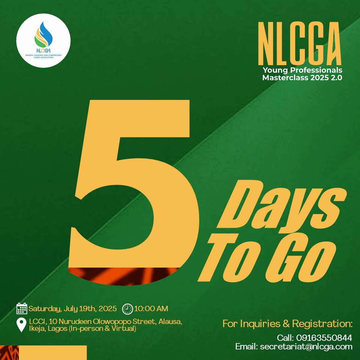 NLCGA_'s tweet image. ⚡ 5 DAYS TO GO!

Secure your seat NOW!

📞09163550844
📧secretariat@nlcga.com

#5DaysToGo #NLCGAYoungProfessionals #CountdownContinues
#RegisterToday