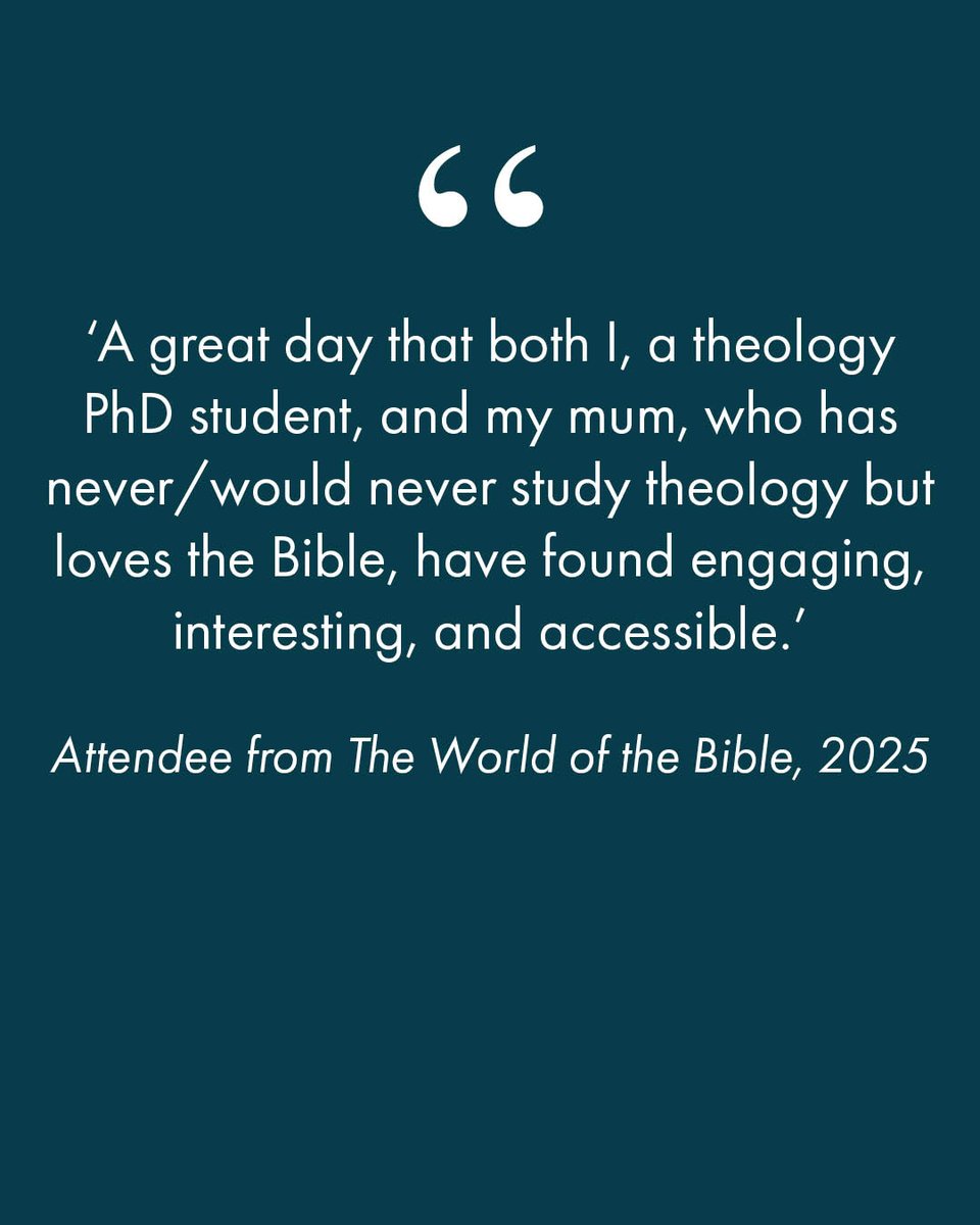 Tyndale_House's tweet image. The World of the Bible returns 18 Oct – join us in person or online.
This autumn: a conference focused on the Old Testament’s historical reliability, genealogies, and theological themes.
Early Bird tickets available – use code EARLYBIRD25
tyndalehouse.com/WOTBC3
