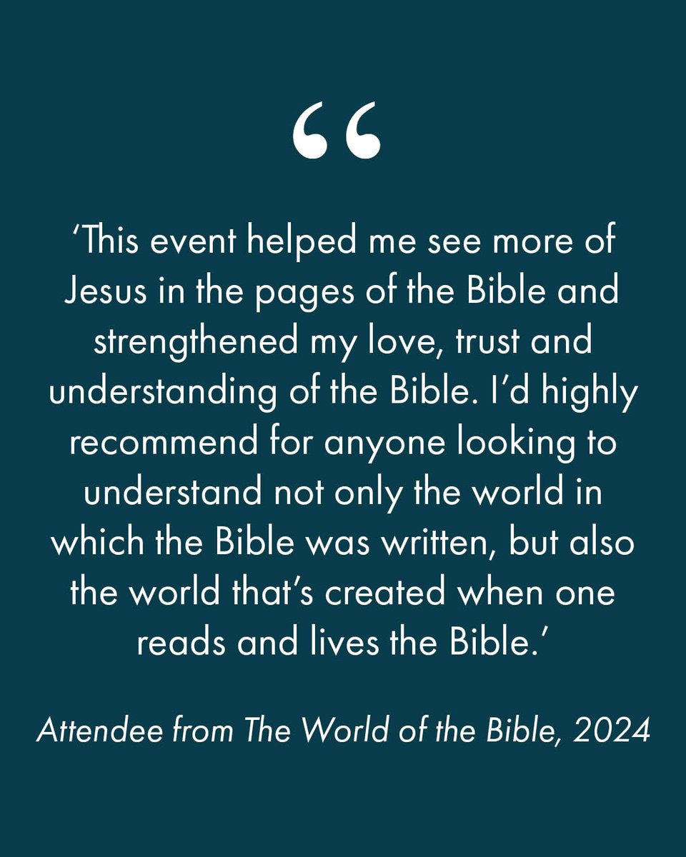 Tyndale_House's tweet image. The World of the Bible returns 18 Oct – join us in person or online.
This autumn: a conference focused on the Old Testament’s historical reliability, genealogies, and theological themes.
Early Bird tickets available – use code EARLYBIRD25
tyndalehouse.com/WOTBC3