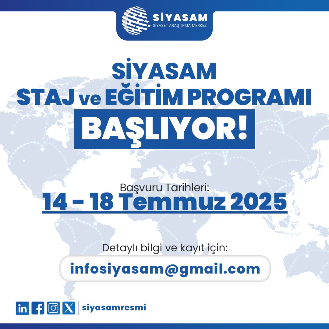 📌Gençlerin akademik becerilerini geliştirmek, güncel konular hakkında bilgi ve tecrübe kazandırmak için hazırladığımız "Staj ve Eğitim Programı" için başvurular başlamıştır.

Detaylı bilgi ve kayıt için;
infosiyasam@gmail.com