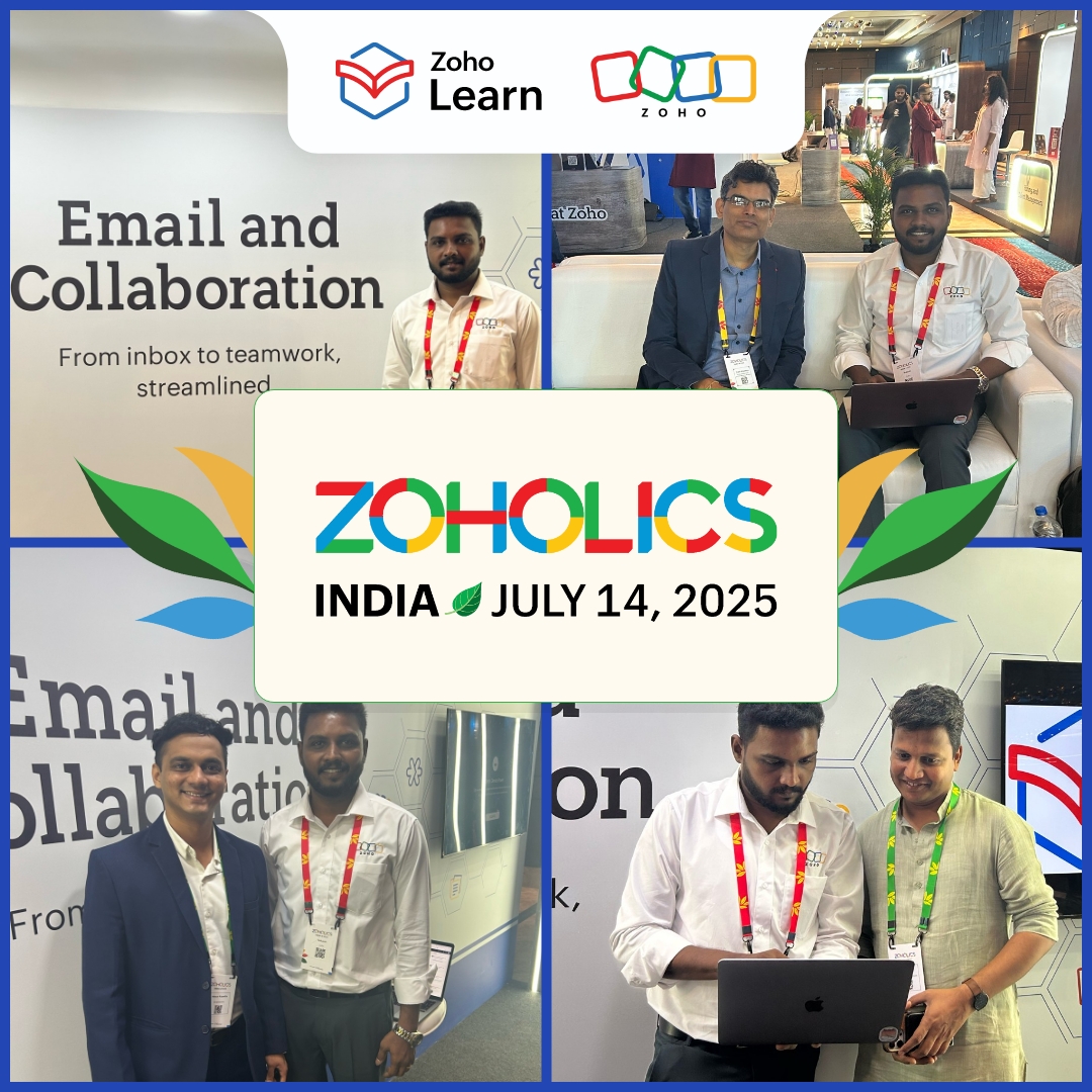 ZohoLearn's tweet image. Zoholics comes to a close. Grateful for a day spent meeting our amazing customers and partners and sharing Zoho Learn at the Experience Center. Thank you to everyone who visited us.

#ZoholicsIndia2025 #ZohoLearn #Training #KnowledgeManagement