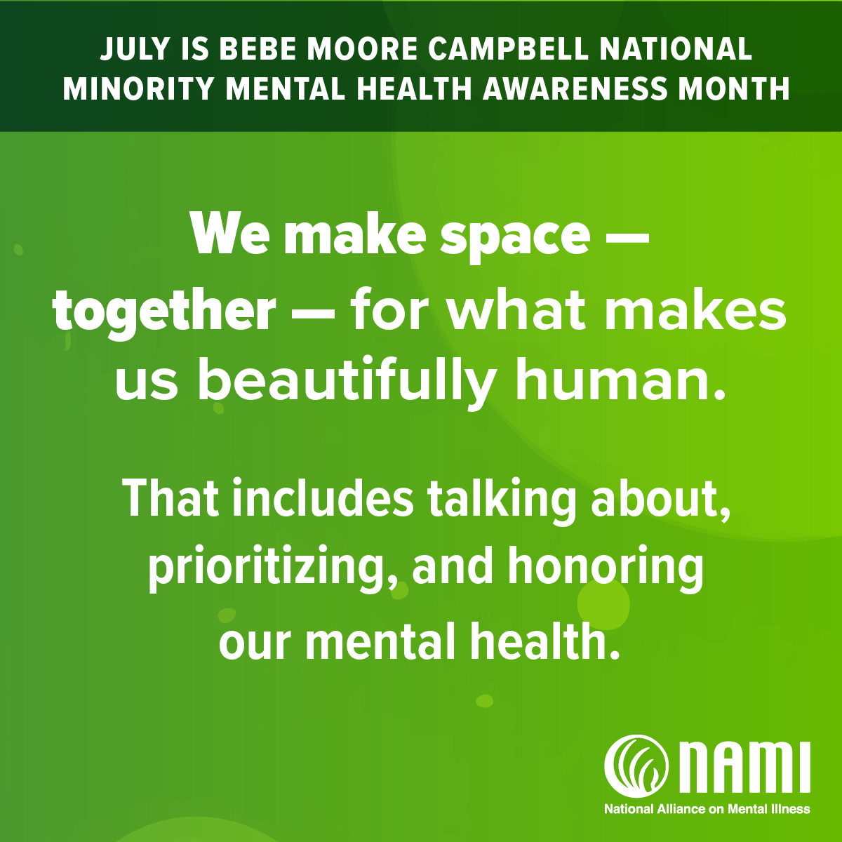 ThrivingMindSF's tweet image. July is Minority Mental Health Awareness Month.
Inspired by Bebe Moore Campbell’s charge to end stigma and provide mental health support for communities, the U.S. House of Representatives designated July as Bebe Moore Campbell National Minority Mental Health Awareness Month.