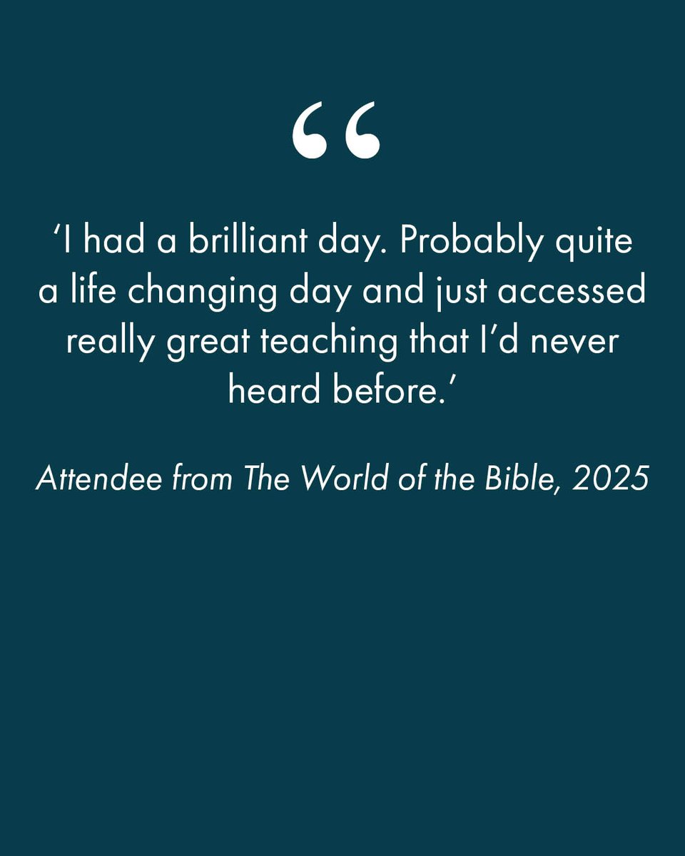 Tyndale_House's tweet image. The World of the Bible returns 18 Oct – join us in person or online.
This autumn: a conference focused on the Old Testament’s historical reliability, genealogies, and theological themes.
Early Bird tickets available – use code EARLYBIRD25
tyndalehouse.com/WOTBC3