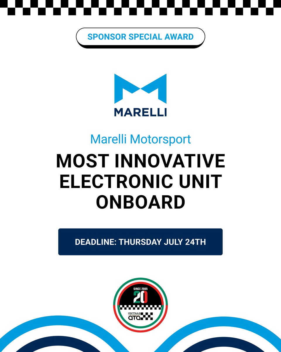 🏁 #Marelli Motorsport launches the Most Innovative Electronic Unit Onboard award at #FSAEItaly2025!

🏆 A historic trophy awaits the most advanced onboard electronic innovation.
📩 Submit by July 24: fsaeitaly.media@anfia.it
🔗 Details: bit.ly/Marelli-Motors… 

<a href="/MarelliTech/">Marelli</a>