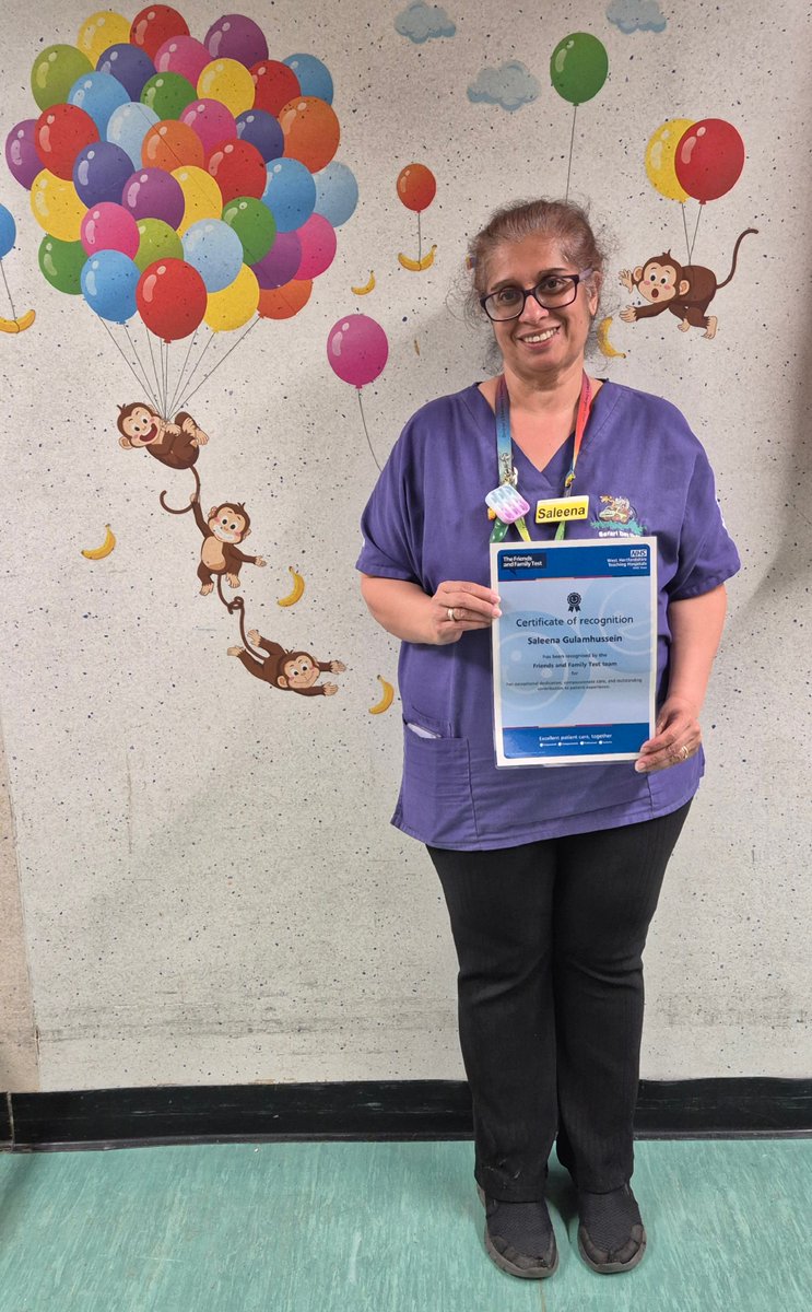 🌟 Huge congratulations to Saleena, Play Specialist in Safari Ward at WGH! Parents regularly praise her in their FFT feedback for being calm, reassuring, and brilliant with children. Thank you for making a real difference. 💙🧸 #FFTFeedback #SafariWard #TeamWestHerts #NHSHero