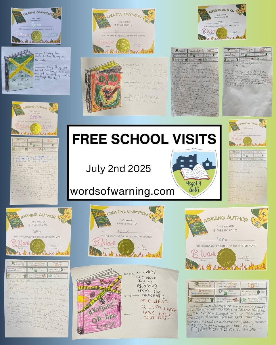 BWareAuthor's tweet image. Thank you, Hay-on-Wye Primary, for inviting me to your lovely school. And thank you to the hardworking pupils and the wonderful staff for a NOISY but thoroughly enjoyable afternoon. wordsofwarning.com/events/school-…
On the afternoon of July 2nd, I spent a super few hours at Hay-on-Wye…