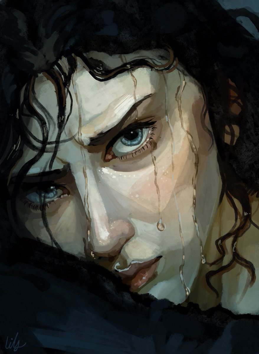lleuadlily's tweet image. played around with some semi realism and painting today