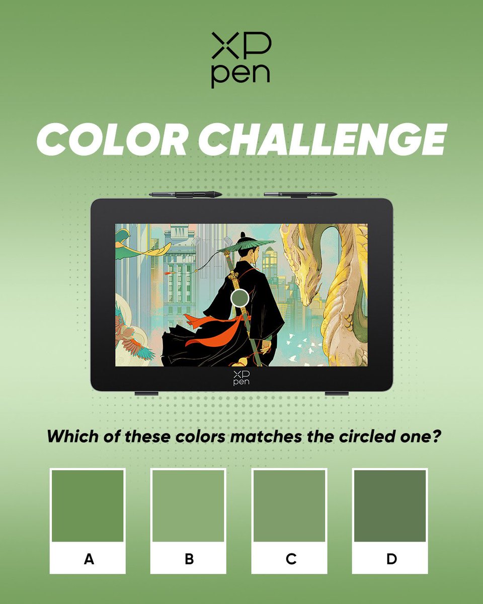 xppenca's tweet image. #XPPENFUN
Can you match the circled color to the right swatch? 👀✨
Comment your guess and tag a friend to test their eyes! 👇
#ColorChallenge #Challenge #FunTest #DigitalArt #DrawingTablet
