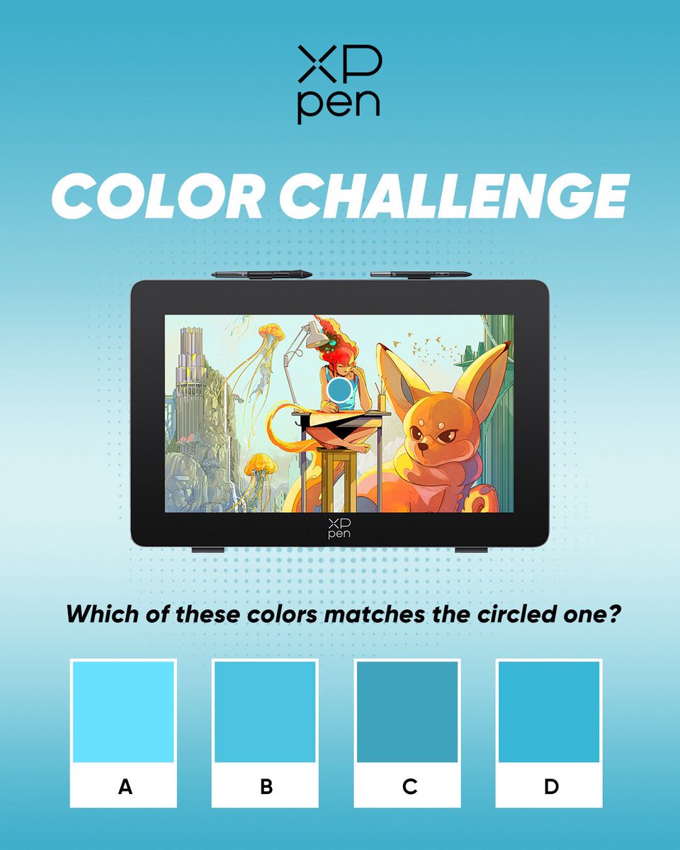 xppenca's tweet image. #XPPENFUN
Can you match the circled color to the right swatch? 👀✨
Comment your guess and tag a friend to test their eyes! 👇
#ColorChallenge #Challenge #FunTest #DigitalArt #DrawingTablet