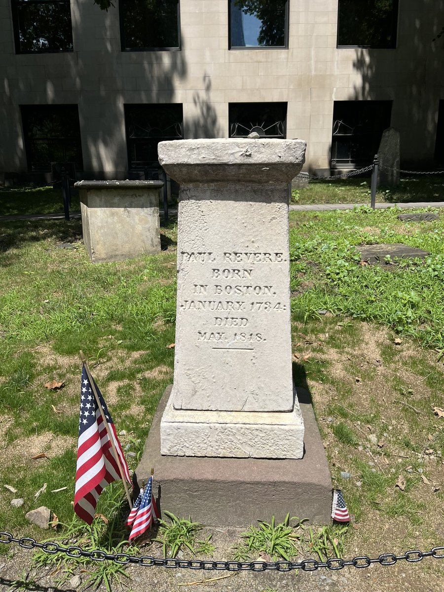Good morning from Boston!

Walked the Freedom Trail yesterday for pure American history 🇺🇸🐴

Paul Revere had 16 kids (8 per wife). Guess the British weren’t the only ones coming! 

Pictured: Paul Revere’s statue, house, and grave. 

Have a great week MAGA! ☀️