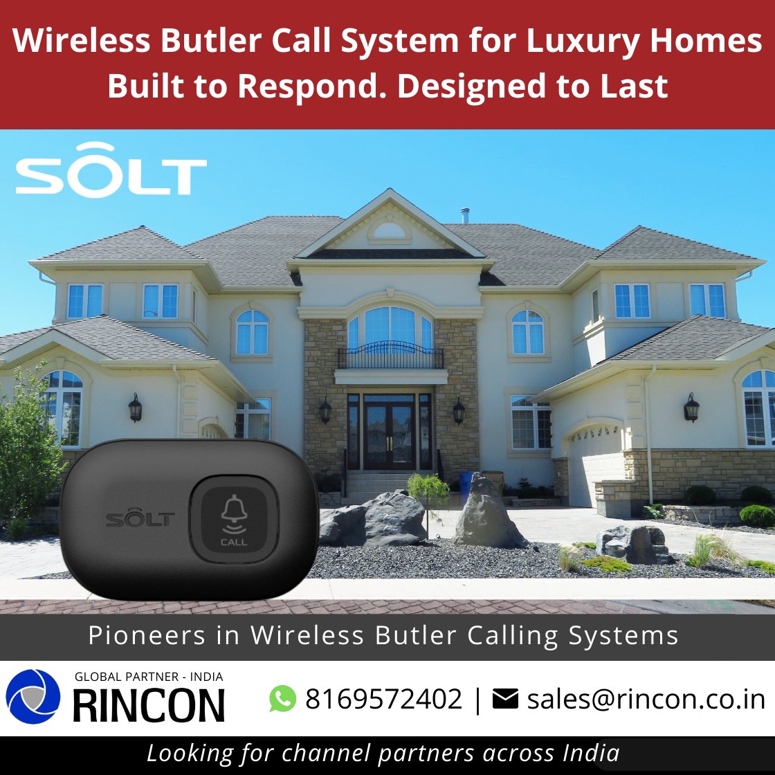 rinconindia's tweet photo. In luxury homes, reliability isn’t optional.
The SOLT Wireless Butler Call System works flawlessly without Wi-Fi—call staff anytime, from anywhere.
Smart, maintenance-free & RF-powered.
#LuxuryHomes #HomeAutomation #InteriorDesign #WirelessCallSystem #SmartLiving #SOLTIndia https://t.co/c4VC7G3z0E