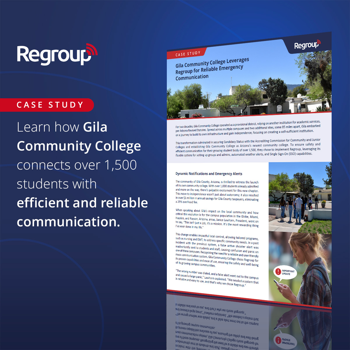 Class is in session: Higher Education and Emergency Communication.

Explore our latest case study and discover how Regroup’s dynamic emergency notification system helps Gila Community College effectively reach students at every campus.🎒📚
hubs.li/Q03x1QJ50