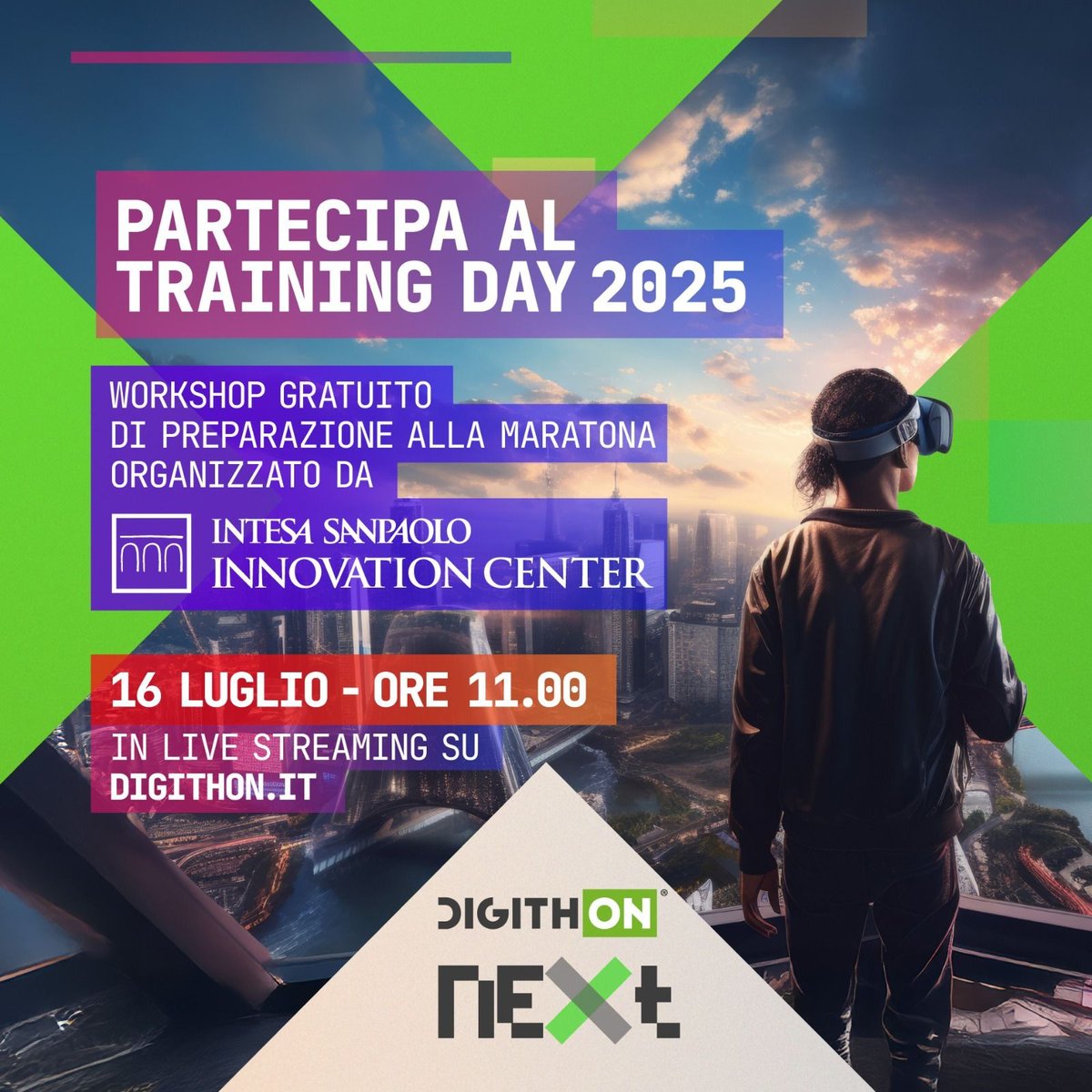 🫵💻 Partecipa al Training Day di preparazione alla maratona digitale organizzato da Intesa Sanpaolo Innovation Center collegandoti in streaming il 16 luglio dalle 11 su digithon.it 
💡💯In questa occasione saranno annunciate le 100 startup finaliste!
#DigithON2025