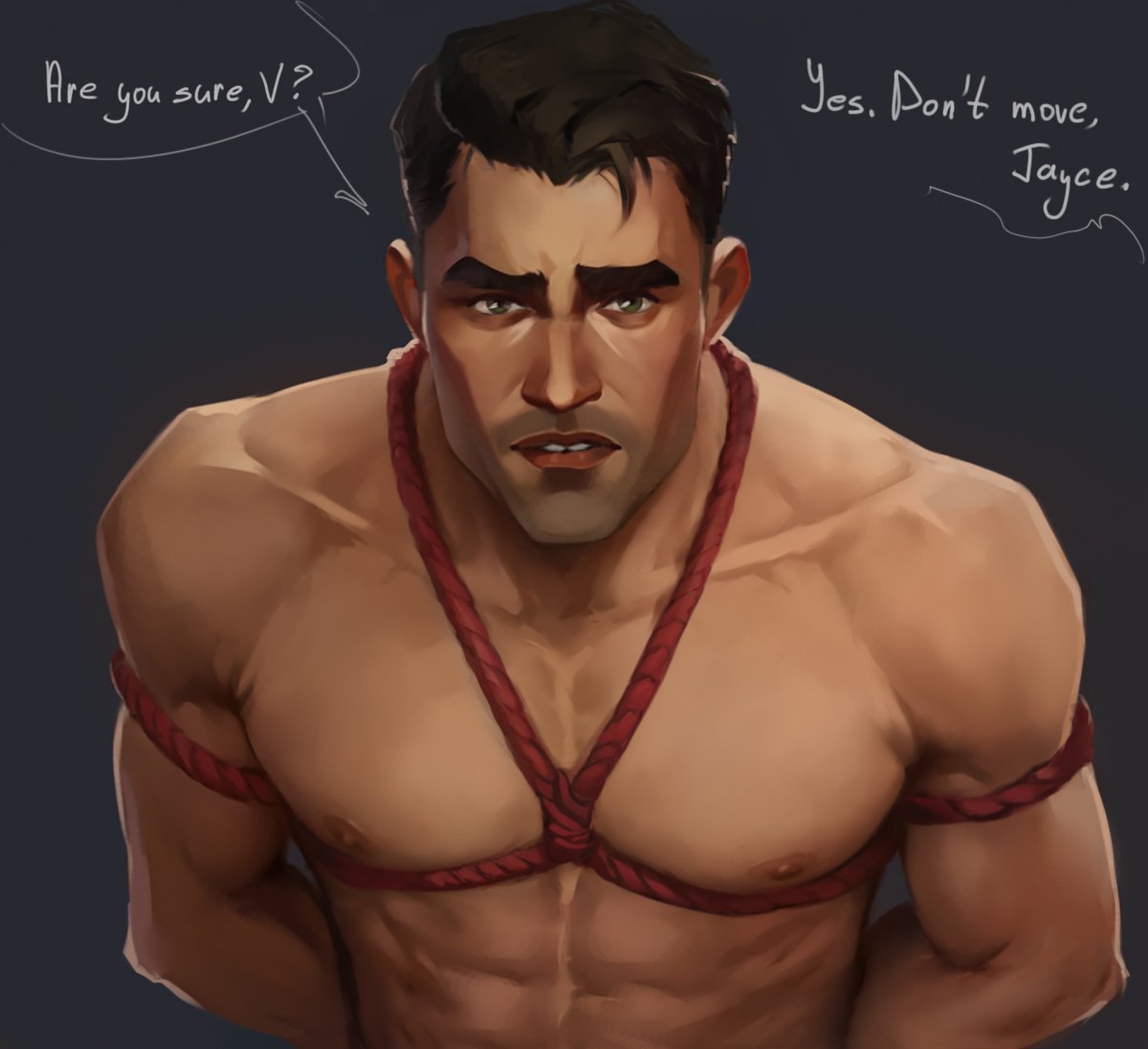 StarkLike34's tweet image. Not new, but @jayvikBDSMweek is a good excuse to show the full version :D
day2 bondage