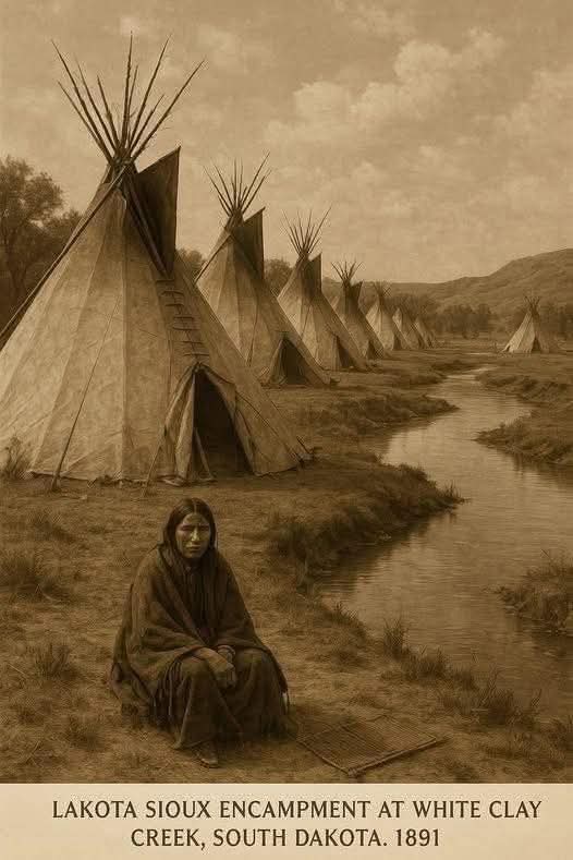 Lakota Sioux Encampment at White Clay Creek, South Dakota – 1891