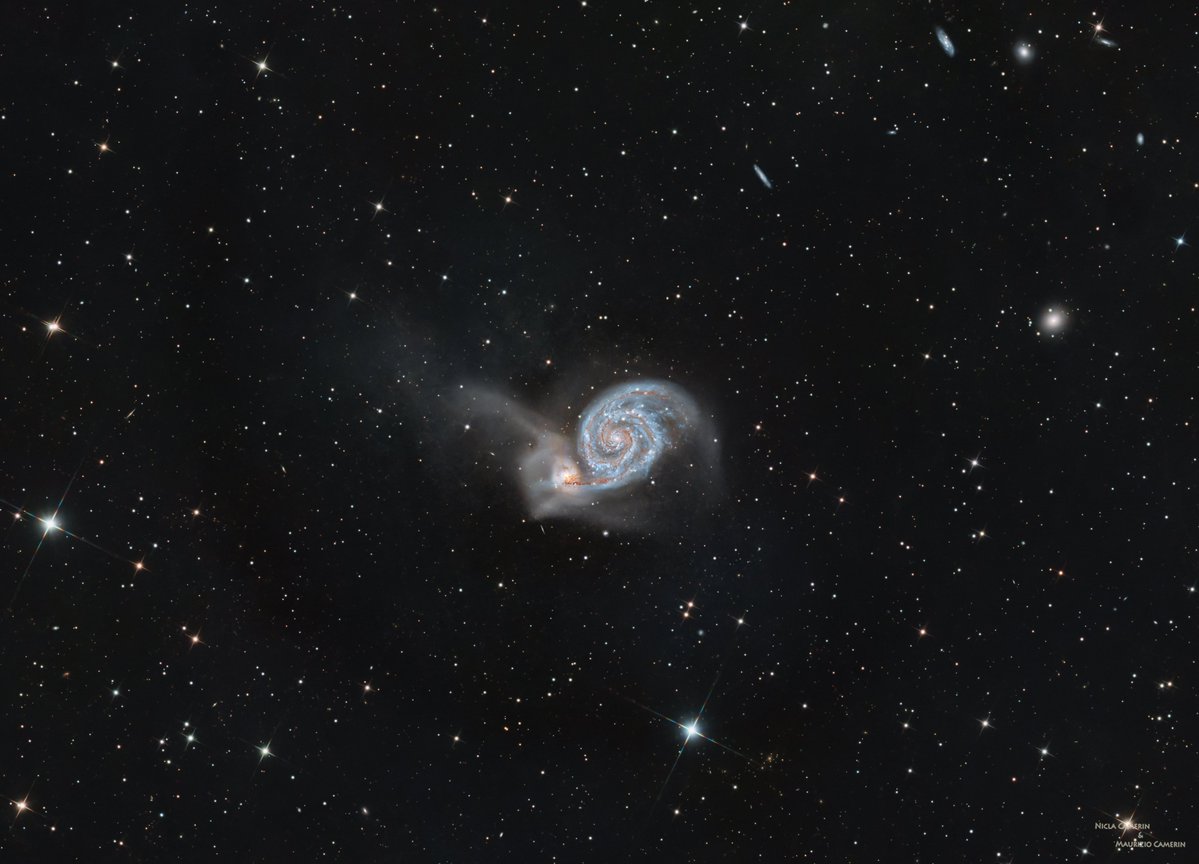 AstroOtus's tweet image. 🔭M51-Whirlpool Galaxy🔭Is located ~31M l-y from Earth in the constellation Canes Venatici. Overall is 88% the size of the Milky Way and ~400M y old. The companion galaxy NGC 5195, has been interacting for hundred million years.
astrobin.com/full/gza49l/B/
#Astrophotography #Galaxy