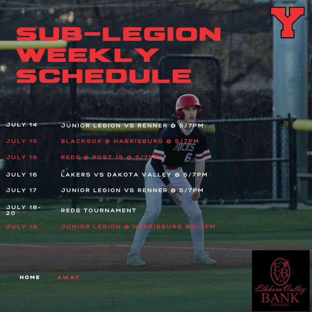 YBABaseball's tweet image. ‼️SUB-LEGION SCHEDULE‼️
Plenty of action this week for the sub-legion teams starting with JL hosting Renner tonight at 5/7 and ending with the Reds home tournament this weekend! Good luck and go Post 12!! ⚾️⚾️⚾️