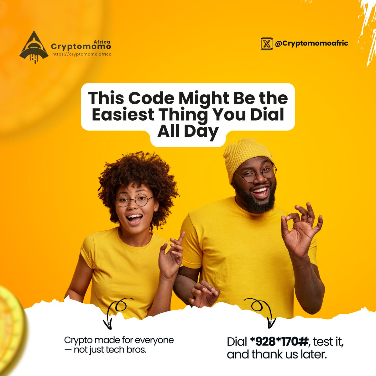 This is the easiest code you might dial today.
*928*170# — and boom, you’re sending &amp; receiving crypto like mobile money! 💸
No app. No bundles. No stress.
Even grandma fit run am!

#CryptoMomo #USSDCrypto #CryptoMadeSimple <a href="/ayahq_/">AyaHQ (Techstars '23)</a> <a href="/LiskHQ/">Lisk</a>
