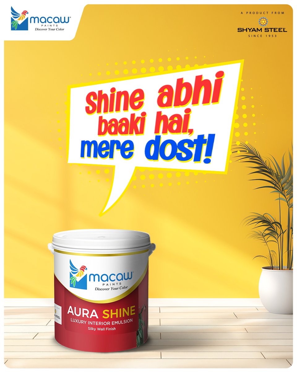 macaw_paints's tweet image. Aura Shine, the paint that delivers a blockbuster finish, every time to your vibrant spaces.

Watch the magic happen at macawpaints.com

#macawpaints #interioremulsion #aurashine #interiorpaints #glossy #shine