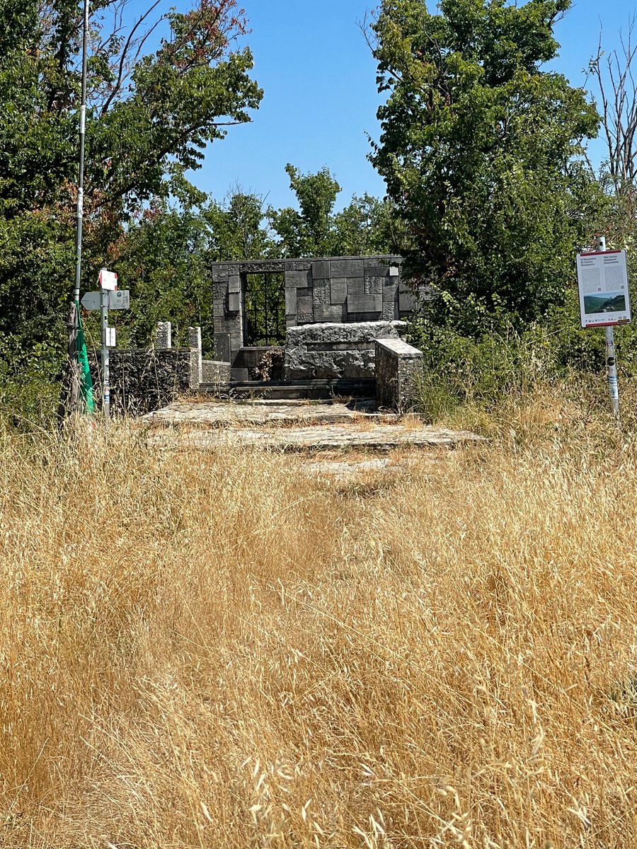 _michaelbarron's tweet image. Hiked to Curzio Malaparte’s mausoleum on the summit of Monte le Coste overlooking his Tuscan hometown, Prato. This was his wish and to honor it, workers installed a temporary track to haul up material.