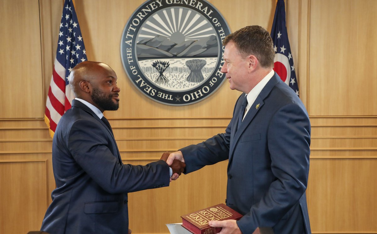 OhioAG's tweet image. Darien Spann was sworn in as a Special Agent for BCI this morning. Congratulations to him on this new role in law enforcement!