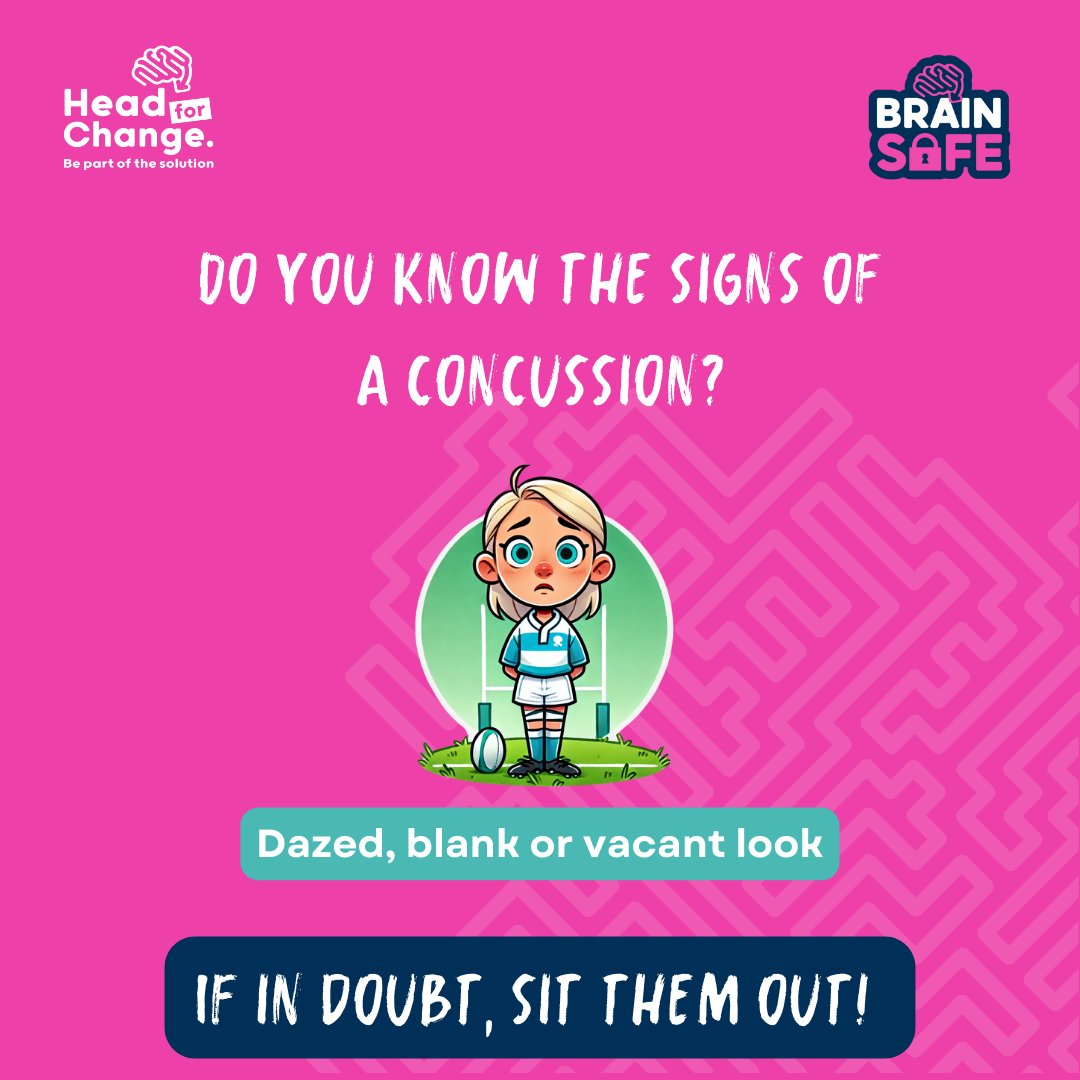 Head4Change's tweet image. Did you know it takes women longer to recover from a concussion than men? ♀️
Look out for the familiar signs of concussion, and if in doubt, always sit a player out.
A dazed, blank or vacant stare could be a sign of a concussion. 💫
#ProtectOurPlayers #BePartOfTheSolution