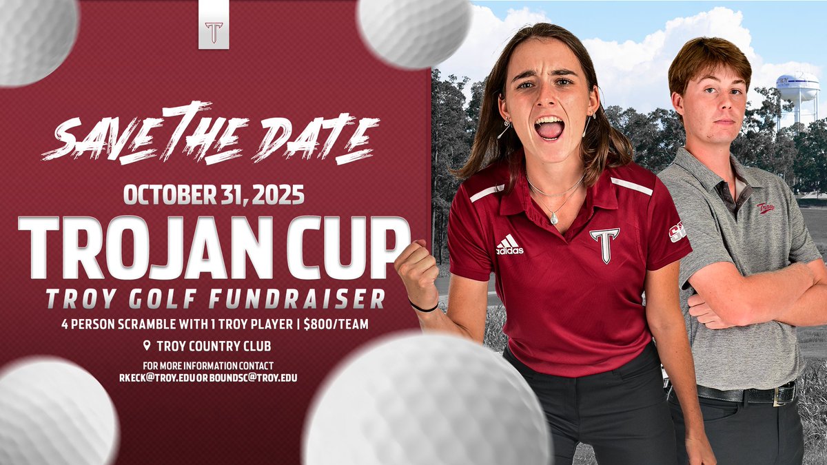 Troy Men's Golf (@troytrojansmg) on Twitter photo ๐๐ผ๐๐ ๐๐๐ ๐ฟ๐ผ๐๐
Our annual Trojan Cup is set for Friday, October 31, at the Troy Country Club.
More Details โคต๏ธ
๐ง - boundsc@troy.edu
#SharpenTheSword | #OneTROY โ๏ธโณ๏ธ ๐๐ผ๐๐ ๐๐๐ ๐ฟ๐ผ๐๐
Our annual Trojan Cup is set for Friday, October 31, at the Troy Country Club.
More Details โคต๏ธ
๐ง - boundsc@troy.edu
#SharpenTheSword | #OneTROY โ๏ธโณ๏ธ
