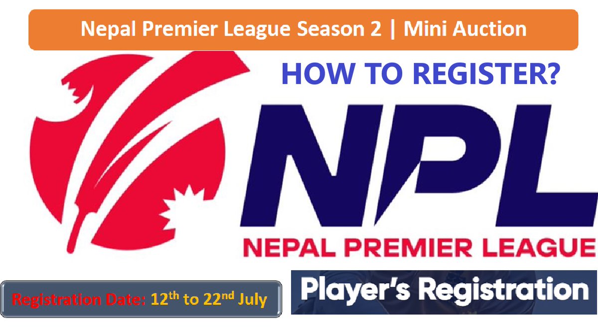 How to register for NPL Season 2 by Nepal Players and Foreign Players | Nepal Premier League 2, 2025. 
Watch Video: youtu.be/C3pqjHARbOY
