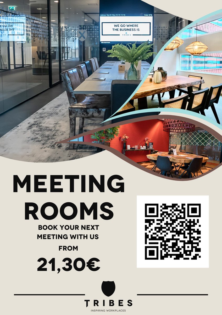 Book your next meeting at your nearest Tribes location!

🔗 tribes.world/en/services/me…
Directly scan the QR code and book!

#TribesInspiringWorkplaces