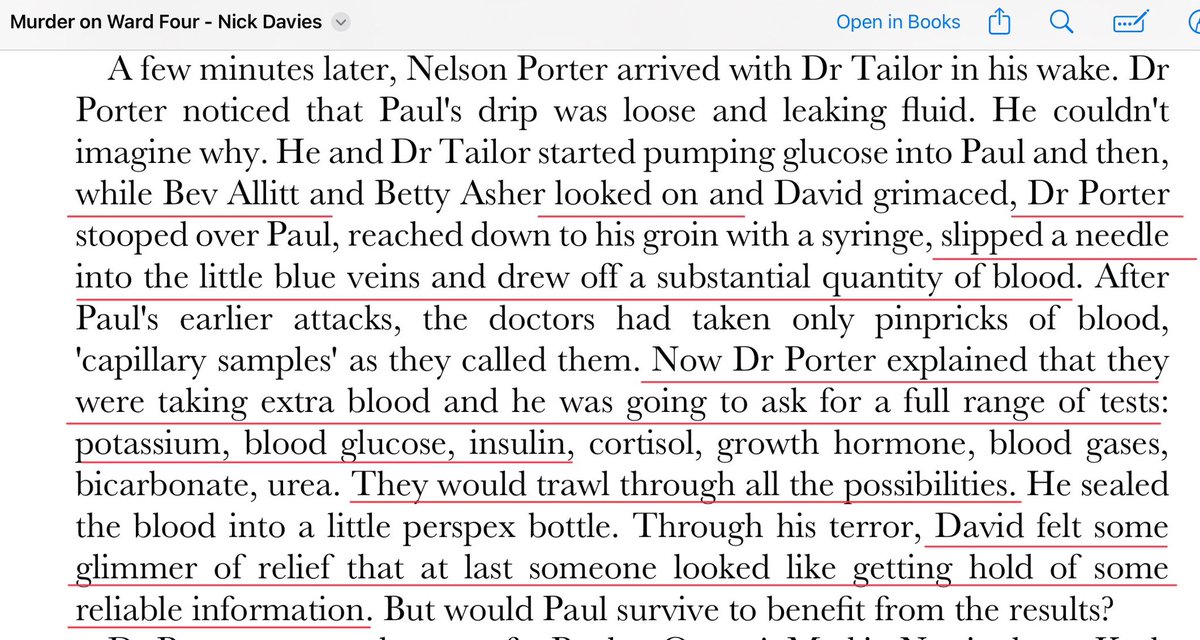 NeilRos55889793's tweet image. David Crampton describes a blood sample taken from his son on 28/3 to test for insulin etc while Beverly Allitt looking on. The high level of insulin in the sample when tested convicted Allitt of poisoning. She was convicted of further poisonings in April. Makes sense?