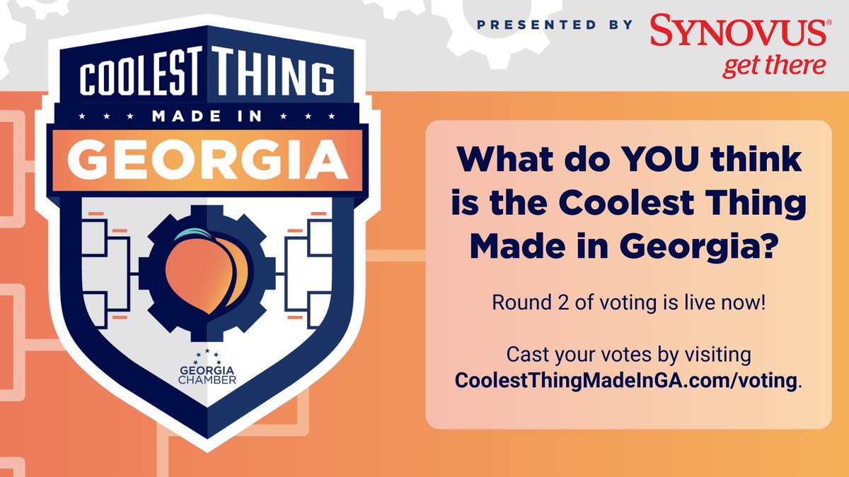 GAChamber's tweet image. It's time to cast your vote for the second round of the Coolest Thing Made in Georgia competition.
Visit CoolestThingMadeinGA.com/voting to help spotlight the incredible talent, innovation, and craftsmanship in our state! #CTMIG