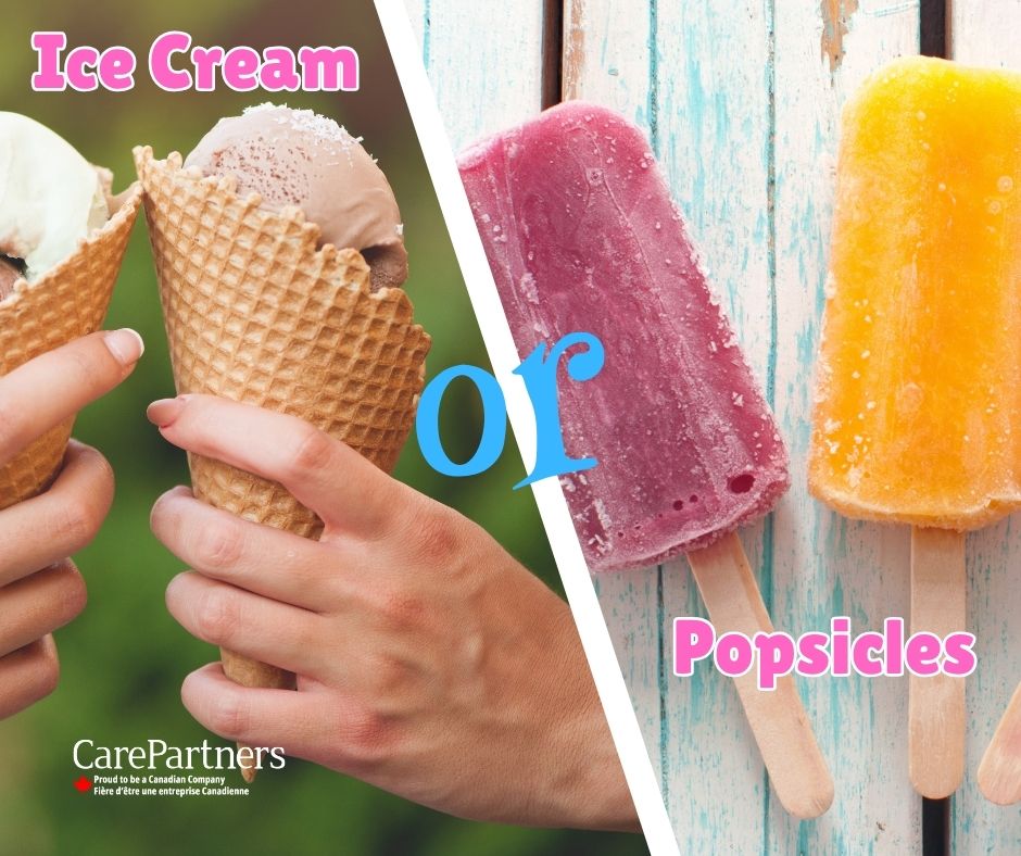 CarePartnersCA's tweet image. Welcome to week two of our Summer Sunshine Showdown! Are you team cool ice cream or frozen popsicles? Comment your fave cool-down treat! #ThisOrThat #SummerVibes