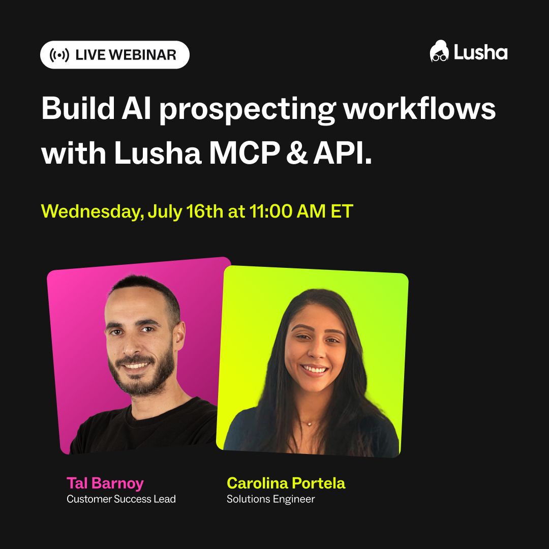 Everyone in tech is buzzing about MCP, but what is it \(beyond the hype\) and how exactly can our new MCP and extended API transform your outreach strategies?

Register now to secure your spot: lusha.pulse.ly/zuzhbqarer