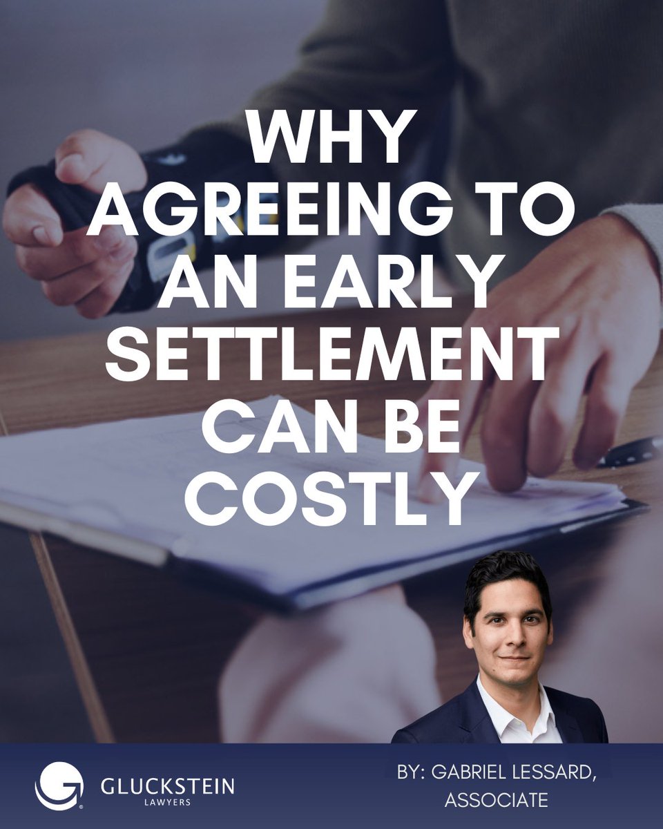 Rushing to accept an early insurance settlement after a car accident can end up costing you far more in the long run. Many injuries or future expenses, like lost income and ongoing medical costs, may not be obvious right away. Learn more &amp; read the blog: bit.ly/44u9jzW